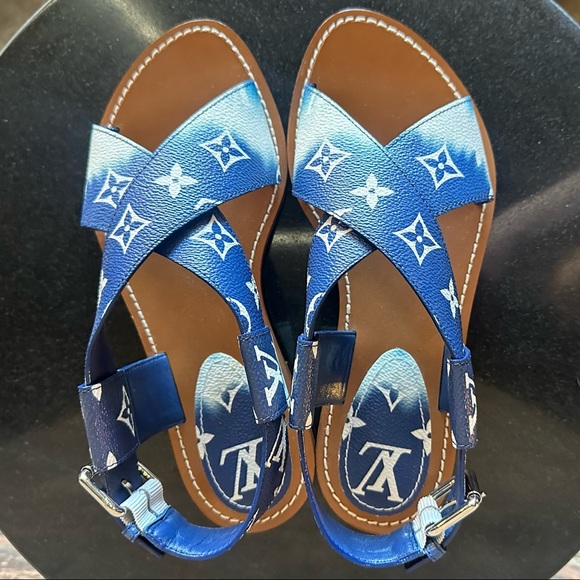 Louis Vuitton 38 Blue Escale Palma Flat Sandals - Picture 6 of 13